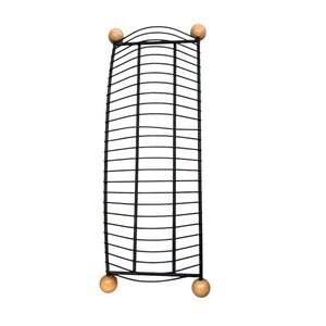 Vintage Wire 25 Slot CD Rack With Wooden Legs